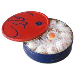 Wrapped Assorted Cocktail Maamoul Round Tin Box 1.5 KG